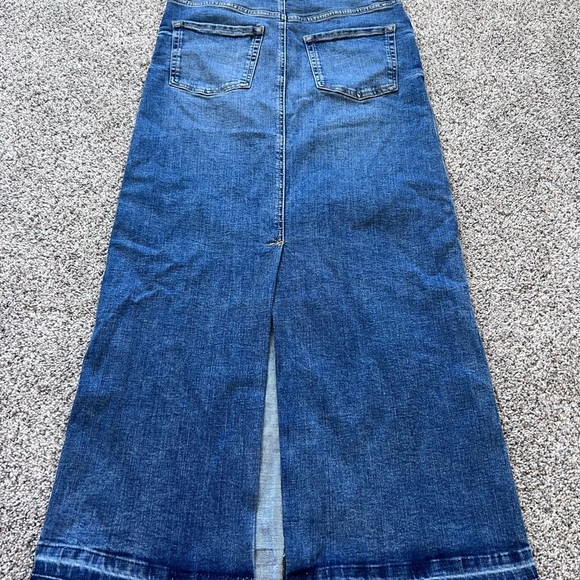 Zara Medium Wash Denim Front Zip Back Slit Maxi Shirt Front & Back Pocket Size M - Picture 7 of 10